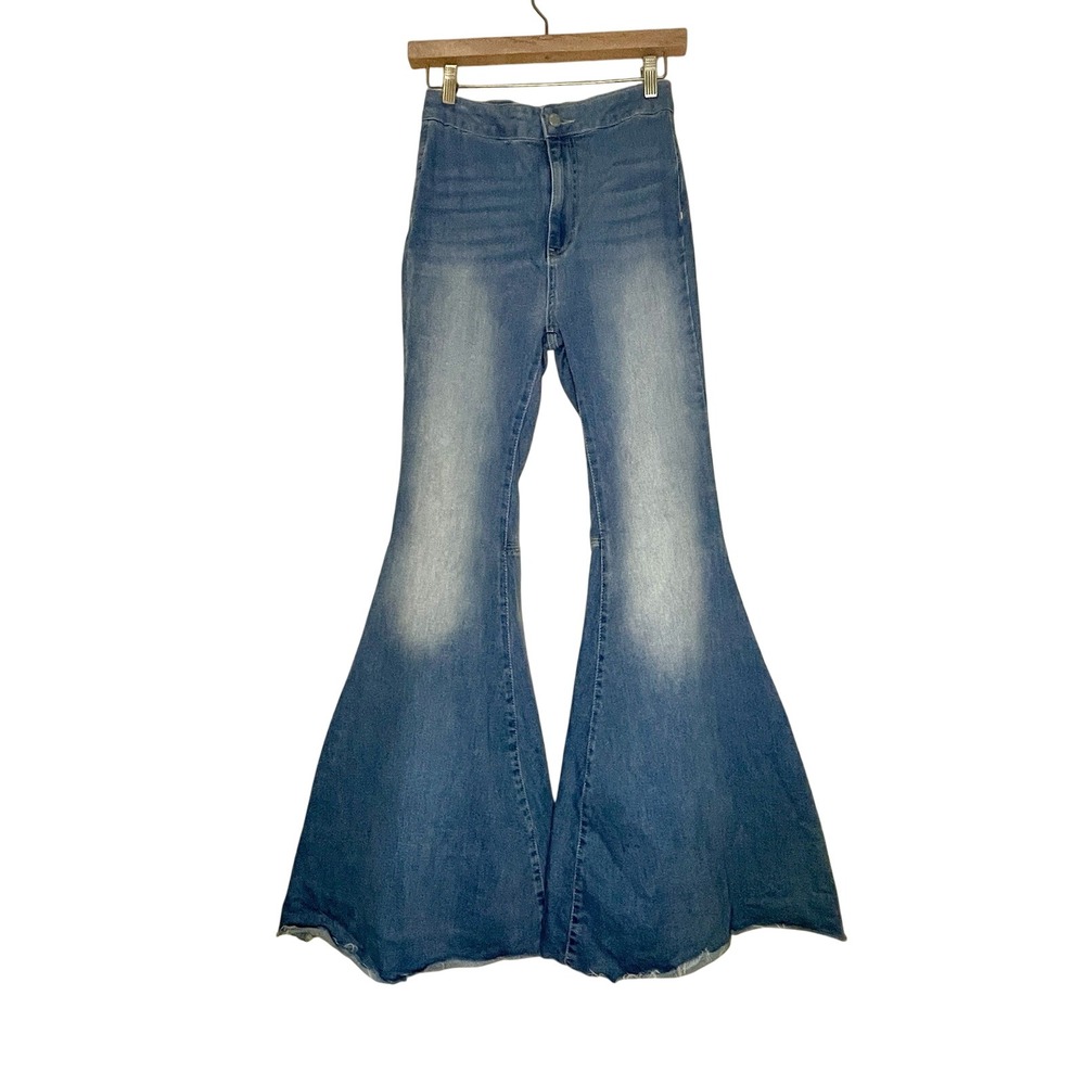 Free People 27 Just Float On‎ Bell Bottom Flare Jeans Blue Festival BOHO Hippie